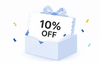 Open gift box with a 10% OFF coupon